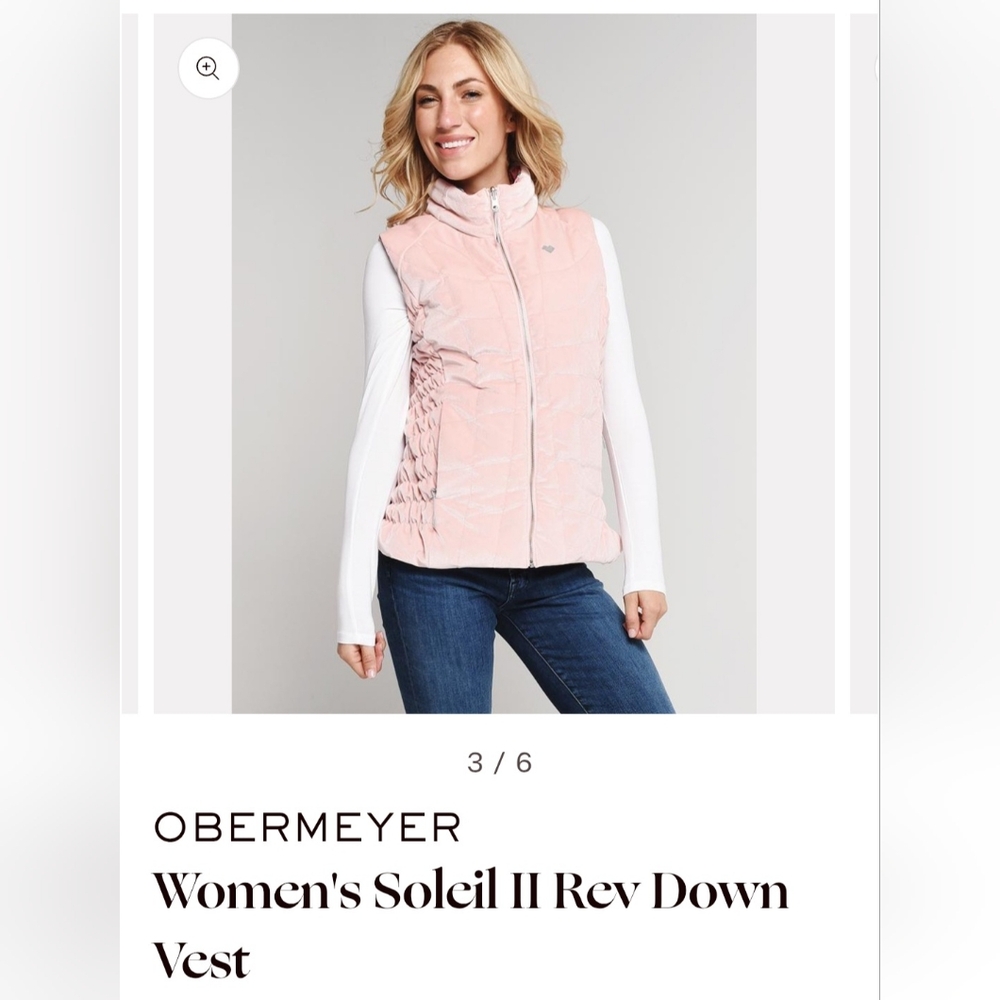Obermeyer Women's Pink Quilted Down Vest Reversable MED NWOT